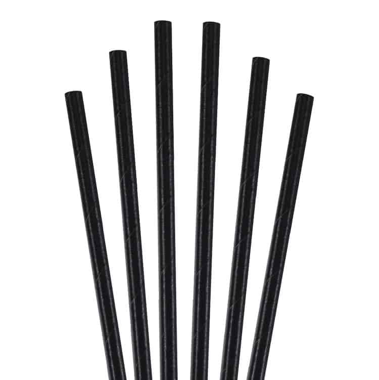 5.75" Cocktail Black Paper Straw, Unwrapped
