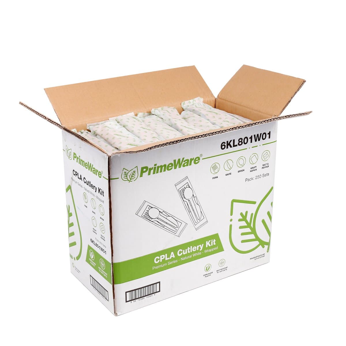 6" Compostable Cutlery Kit - Fork, Knife, Spoon, Napkin, S/P - Image 5