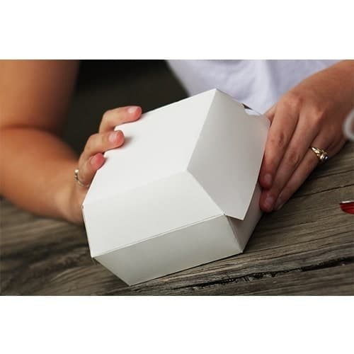 4.5 x 4.5" Clay Coated Hamburger Clamshell, White - Image 2