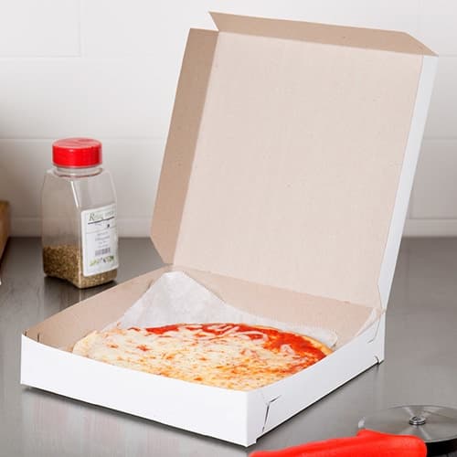 10" Clay Coated Pizza Box, White - Image 2