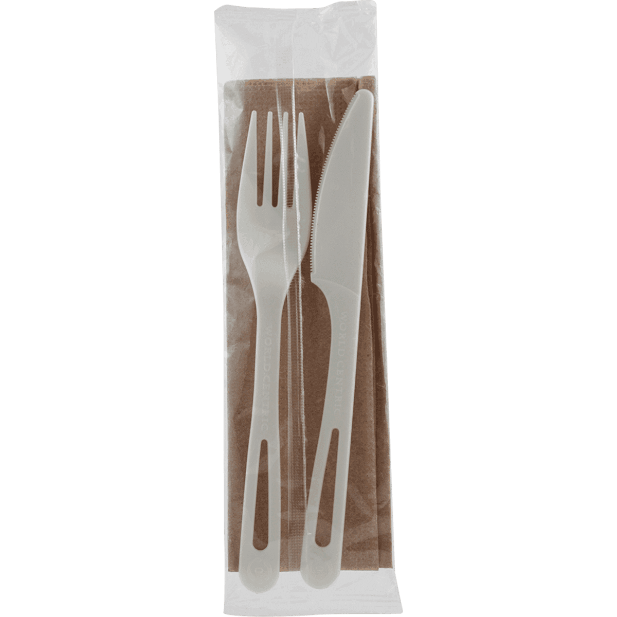 6" Compostable Cutlery Kit - Fork, Knife, Napkin