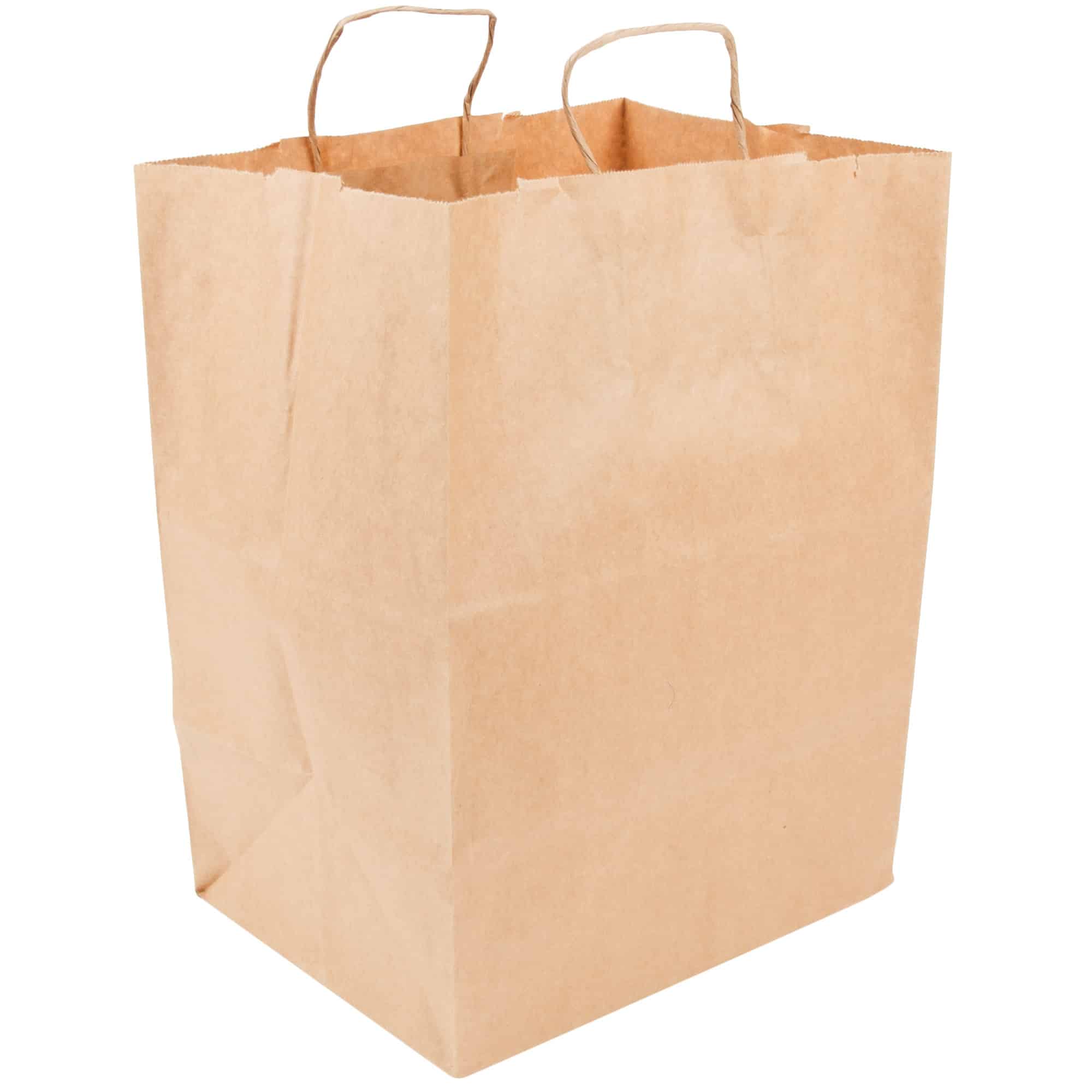 12 x 9 x 15 kraft shopping bag with handles 200 cs