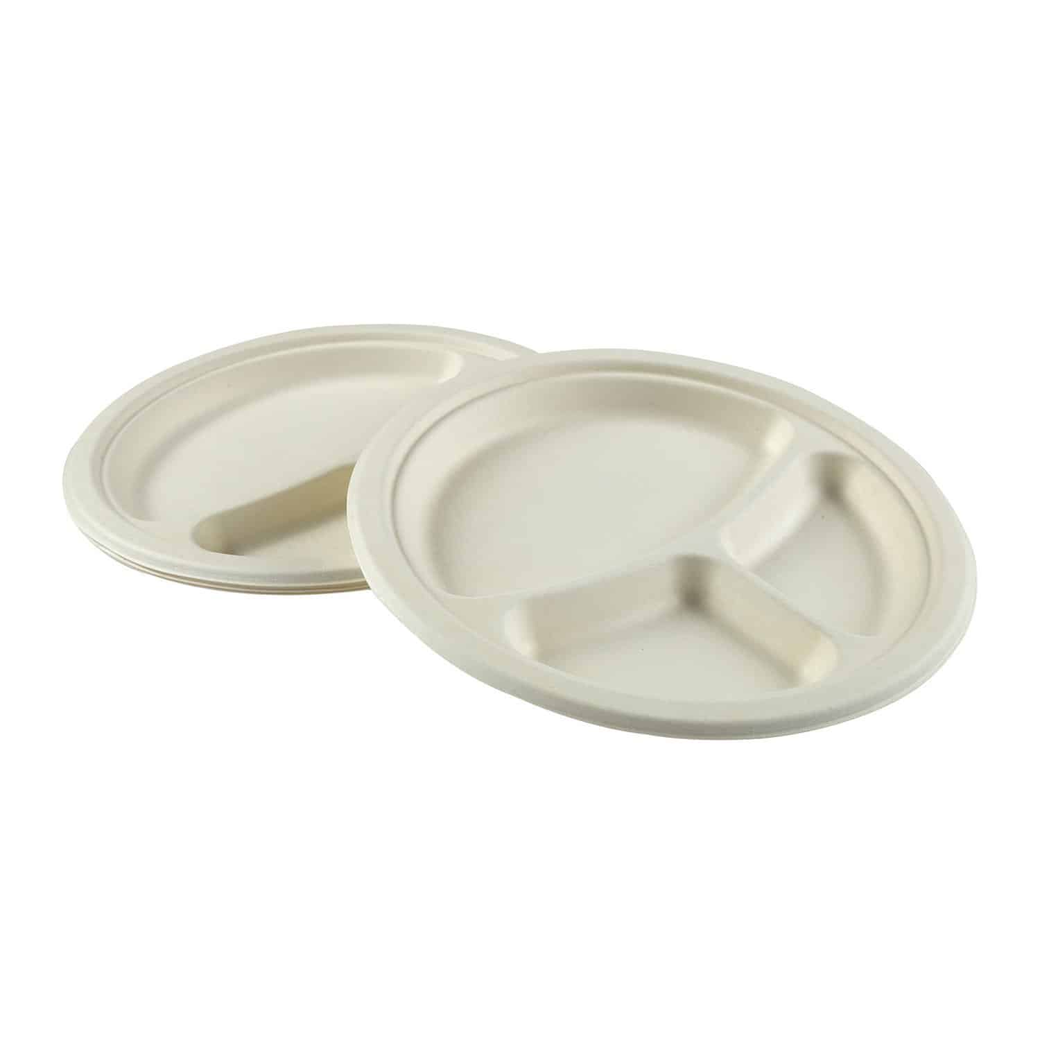 9" Round Fiber Plate, 3-Compartment - Image 4