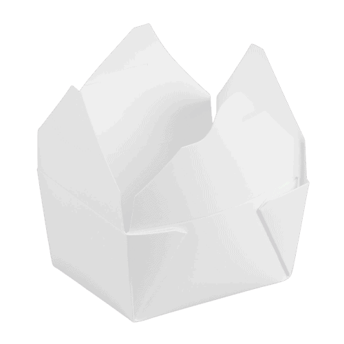 4-3/8 x 3-1/2 x 2-1/2 White Folded Paper Take-Out Carton, 450 cs