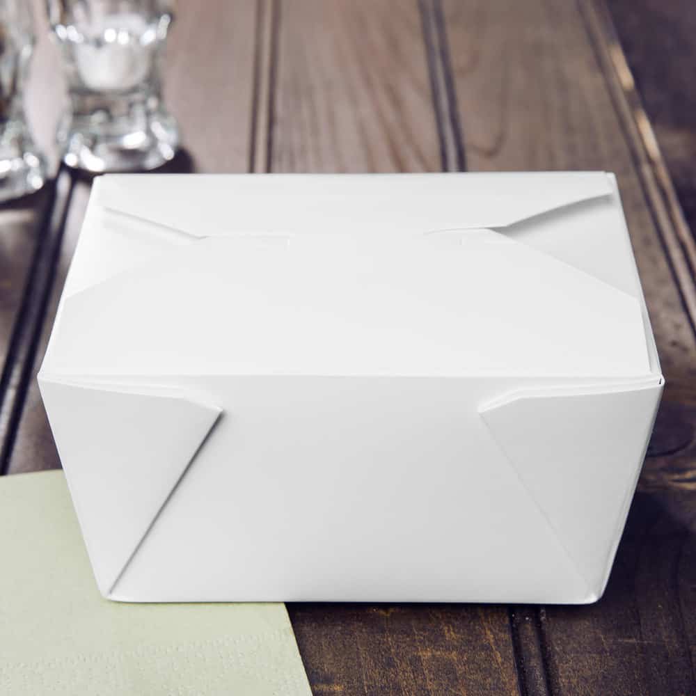 4-3/8 x 3-1/2 x 2-1/2 White Folded Paper Take-Out Carton, 450 cs