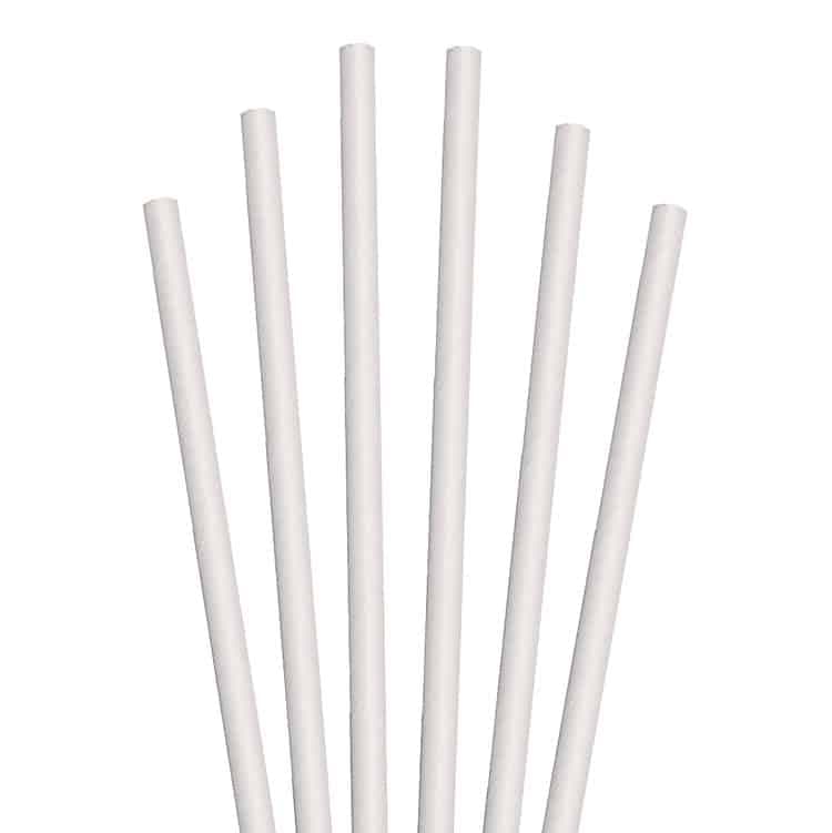 7.75" Standard White Paper Straw, Unwrapped