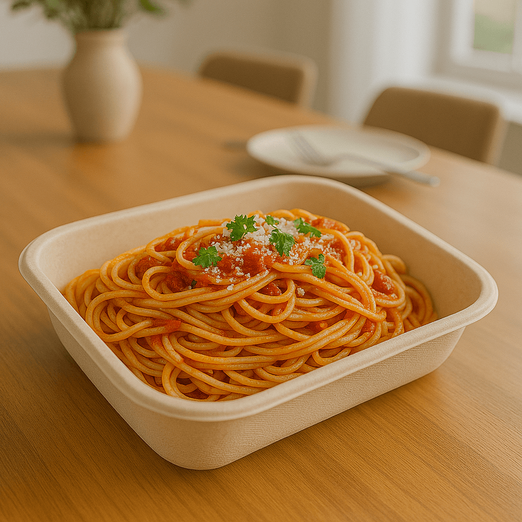 fiber container with pasta