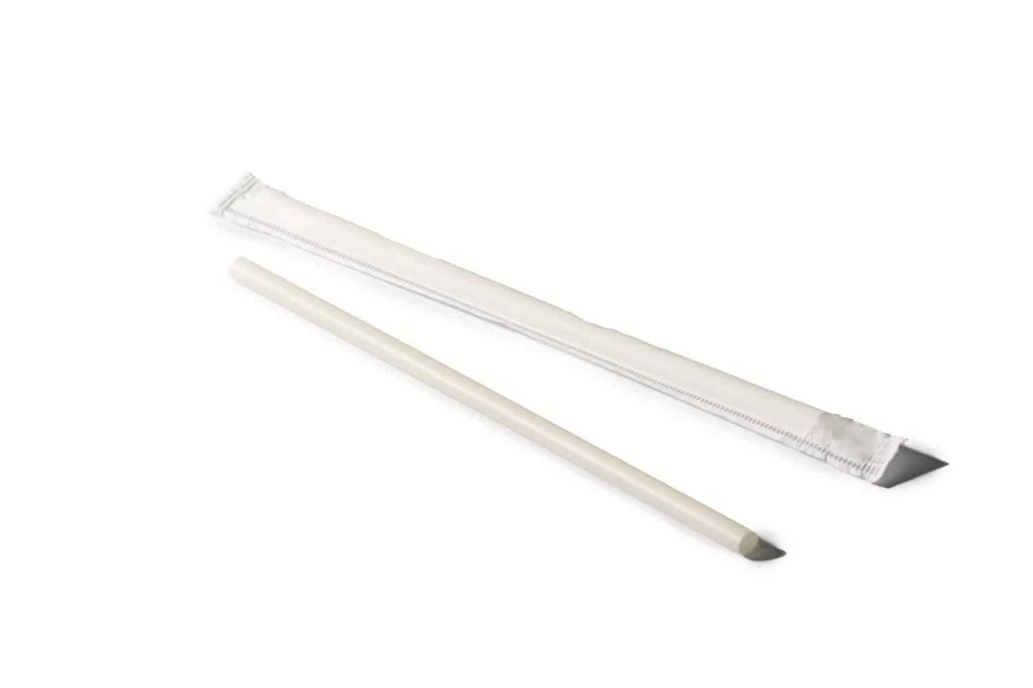 7.75" White PHA Straw, Wrapped