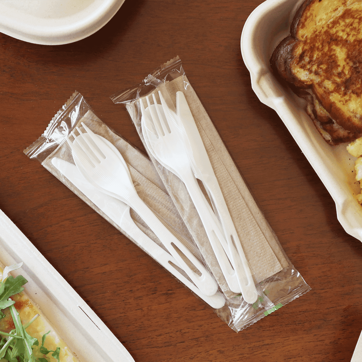 6” Wrapped Cutlery Kit - Fork, Knife, Spoon, Napkin - Image 2