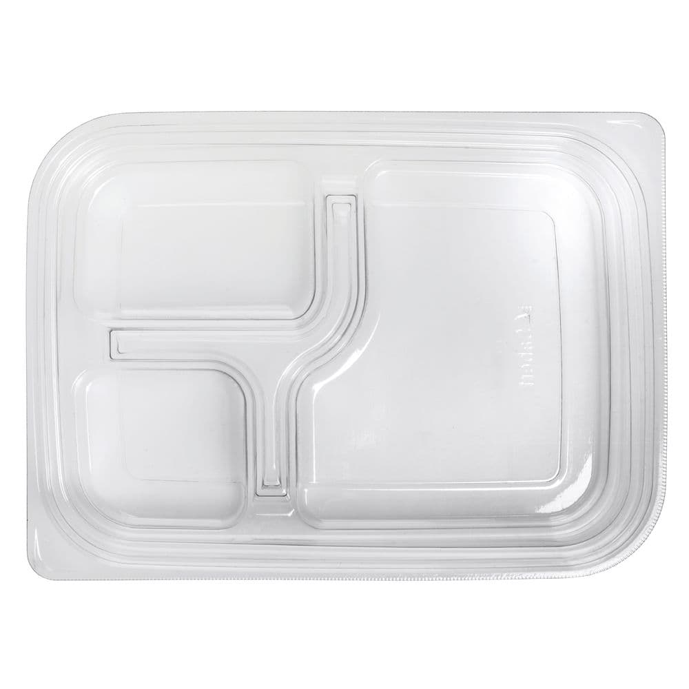 26 oz Clear Rectangle Deli Container, 3-Compartment - Image 3