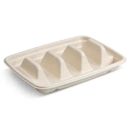 9x6.5" Fiber Taco Tray, 3-Compartment
