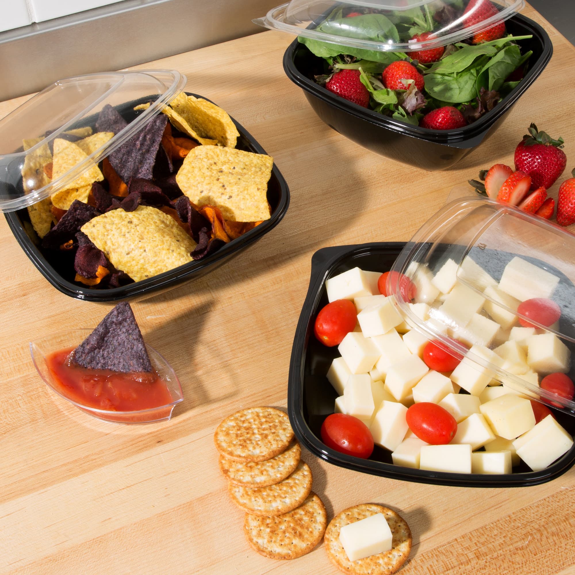 Dome PET Lid - fits 24-48 oz Square PET Bowls - Image 8