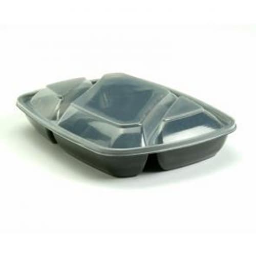 35 oz PP Rectangle Container with Dome Lid, 3-Compartment - Image 7