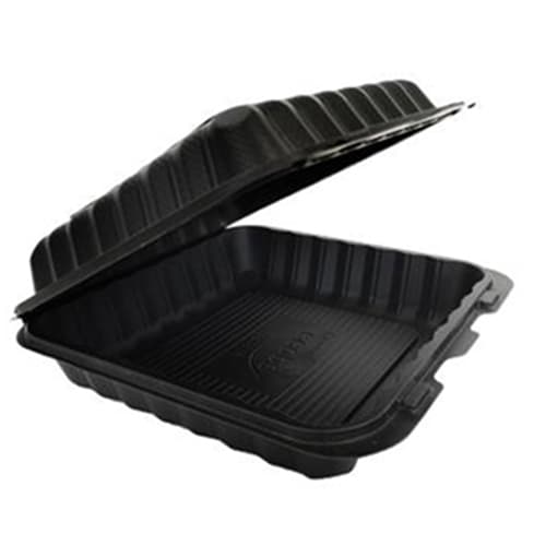 8" x 8" x 3" Black MFPP Clamshell, 1-Compartment - Image 2