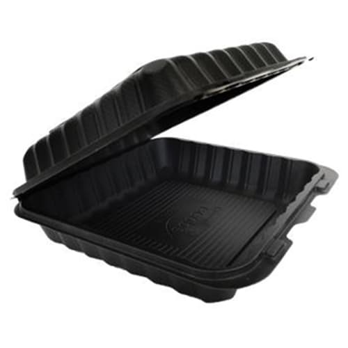 9" x 9" x 3" Black MFPP Clamshell, 1-Compartment - Image 2
