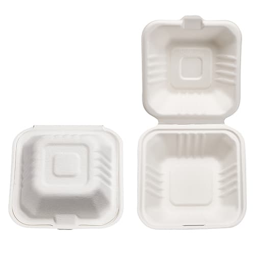 6" x 6" x 3" Fiber Clamshell, 1-Compartment - Image 3