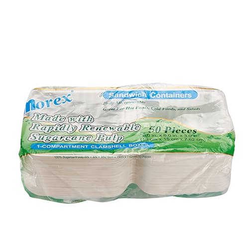 6" x 6" x 3" Fiber Clamshell, 1-Compartment - Image 4