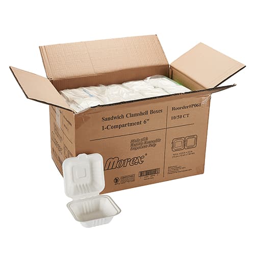 6" x 6" x 3" Fiber Clamshell, 1-Compartment - Image 5