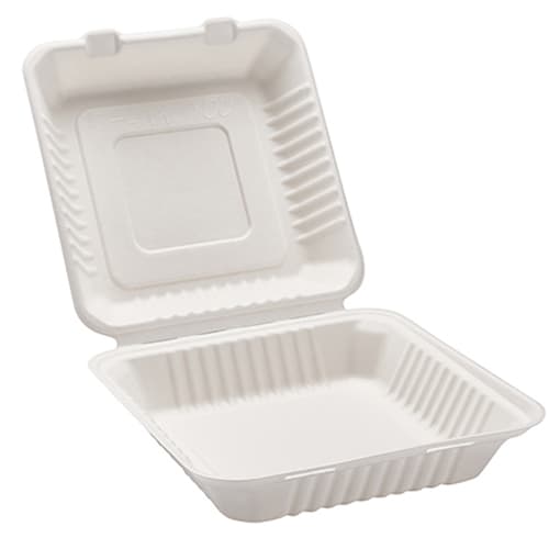 9" x 9" x 3" Fiber Clamshell, 1-Compartment - Image 2