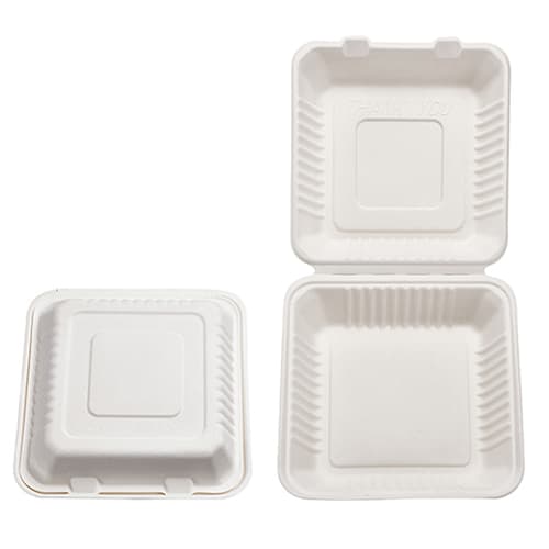 9" x 9" x 3" Fiber Clamshell, 1-Compartment - Image 3