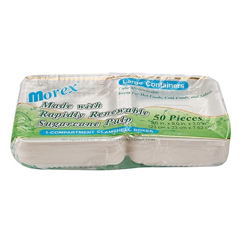 9" x 9" x 3" Fiber Clamshell, 1-Compartment - Image 4