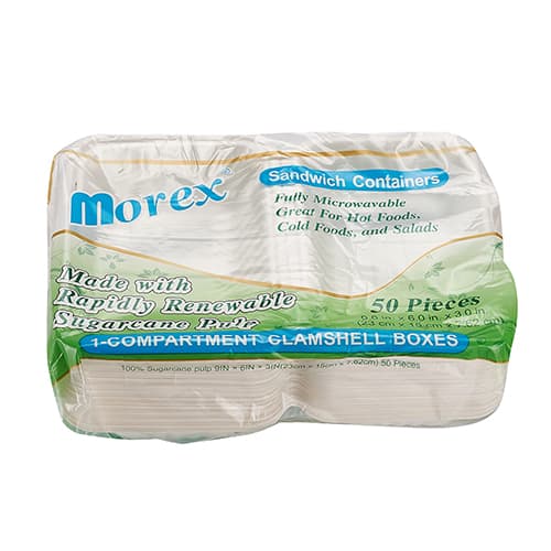 9" x 6" x 3" Fiber Clamshell, 1-Compartment - Image 4