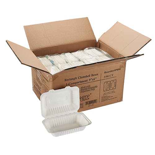 9" x 6" x 3" Fiber Clamshell, 1-Compartment - Image 5