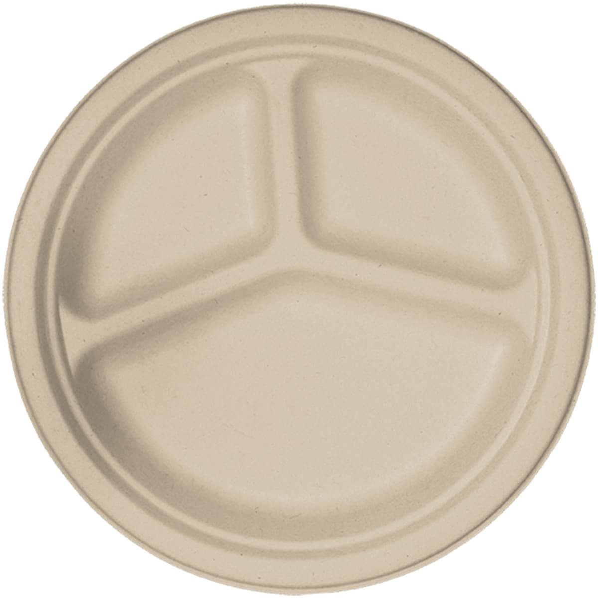 10" Round Fiber Plate, 3-Compartment