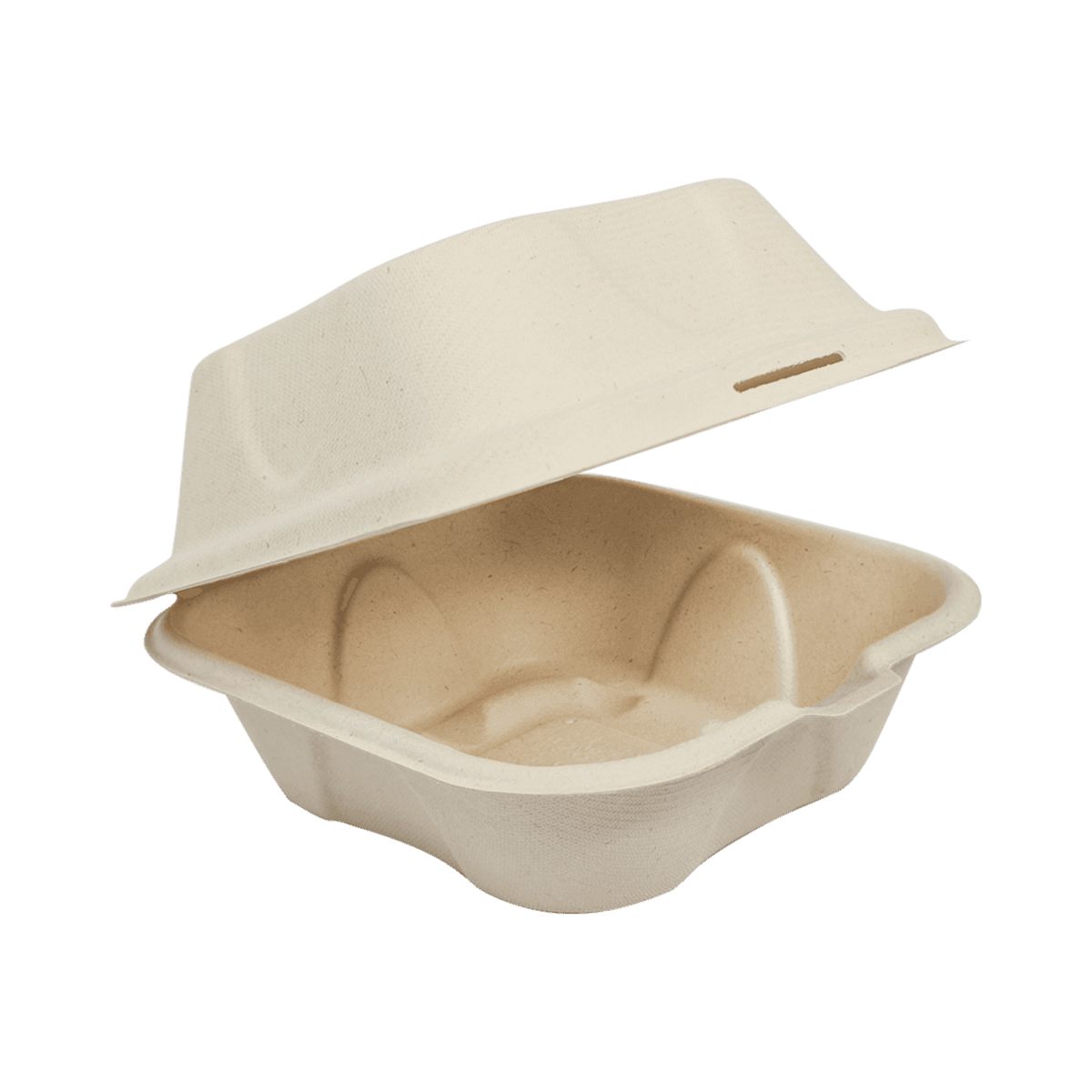 6" x 6" x 3" Fiber Clamshell, 1-Compartment - Image 2