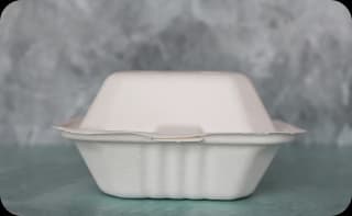 6" x 6" x 3" Fiber Clamshell, 1-Compartment