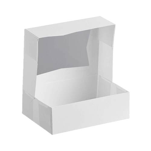 8" x 5.75" x 2.5" White Auto-Popup Window Bakery Box