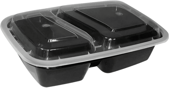 28 oz Rectangle PP Container Combo Kit, 2-Compartment