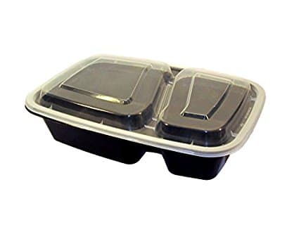 28 oz Rectangle PP Container Combo Kit, 2-Compartment - Image 2