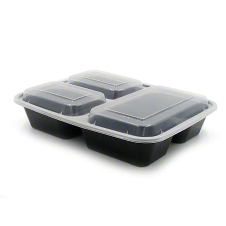 32 oz Rectangle PP Container Combo Kit, 3-Compartment