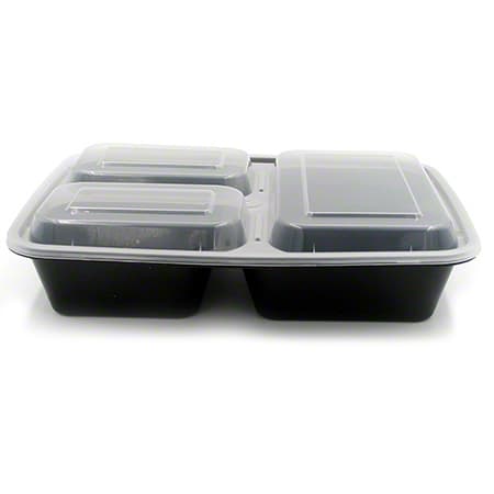 32 oz Rectangle PP Container Combo Kit, 3-Compartment - Image 3
