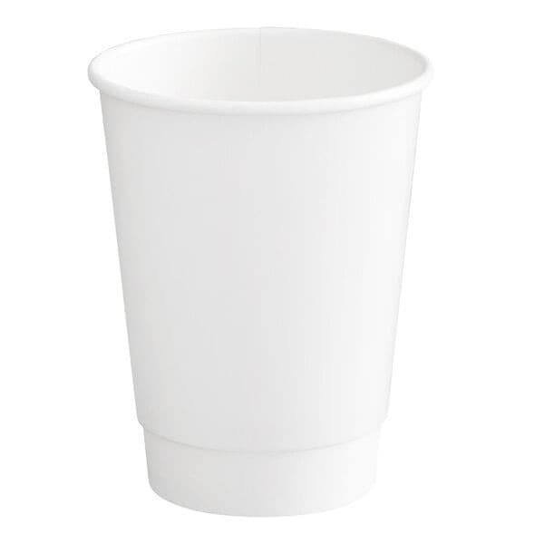 12 oz PE Lined Double Wall Paper Hot Cup, White - Image 2