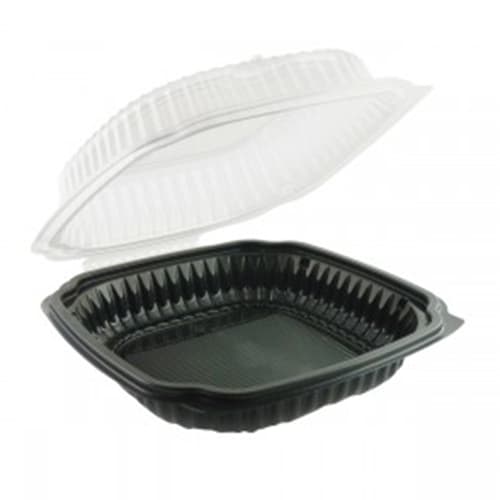 10.5" x 9.5" x 3" Clamshell, 1-Compartment, Black and Clear (Perforated) - Image 2