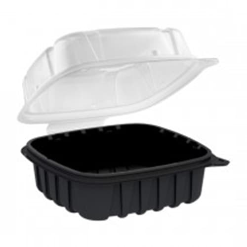 6" x 6" x 3" Clamshell, 1-Compartment, Black and Clear - Image 2