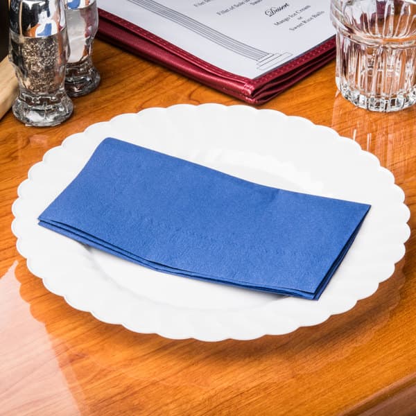 15" x 17" 2-Ply Navy Blue Dinner Napkin (7.5" x 4.25" Folded) - Image 3