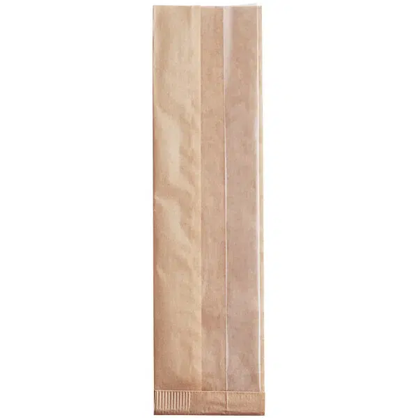 4" x 16" Grease Resistant Window Sandwich Bag, Kraft