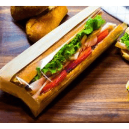 4" x 16" Grease Resistant Window Sandwich Bag, Kraft - Image 2