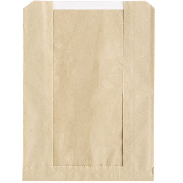 6" x 2" x 9" Grease Resistant Kraft Window Bakery Bag