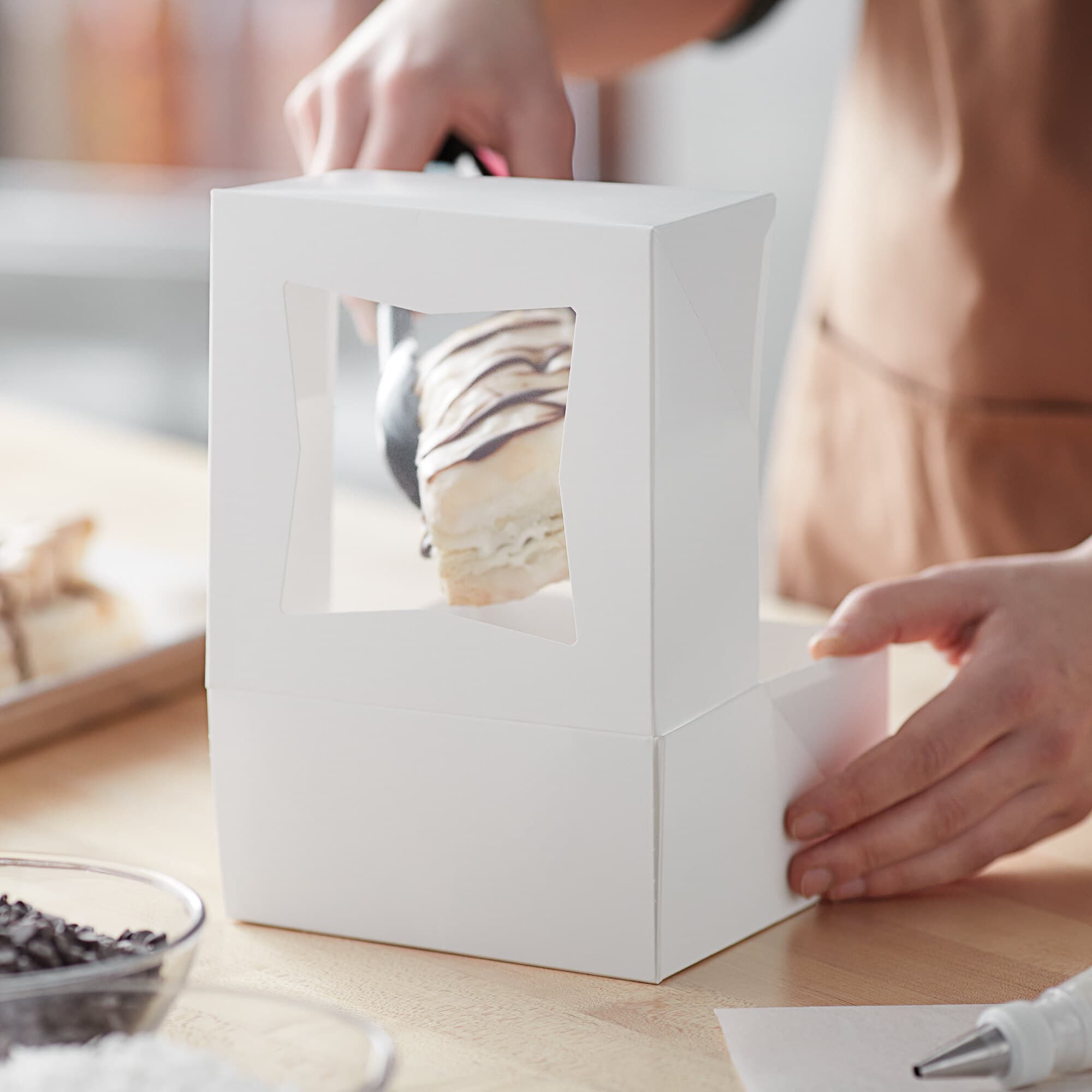 6" x 6" x 3" White Window Bakery Box - Image 4