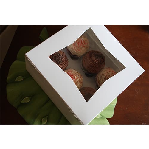 10" x 10" x 2.5" White Window Bakery Box - Image 4