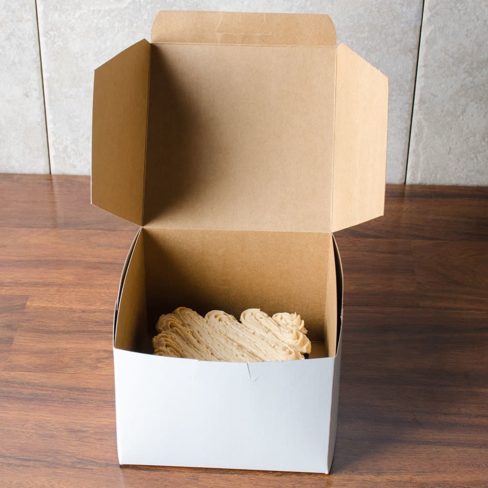 5.5" x 5.5" x 4" White Non-Window Bakery Box - Image 4