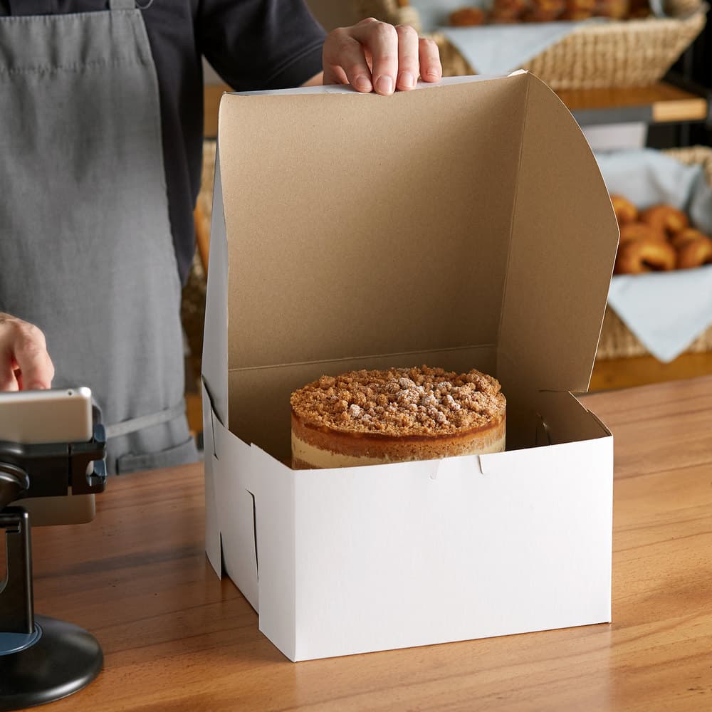 10" x 10" x 6" White Non-Window Bakery Box - Image 3