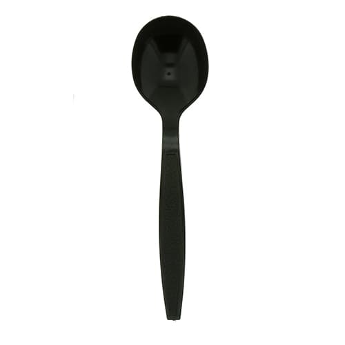 AmerCare Black Heavy Weight Plastic Soup Spoon