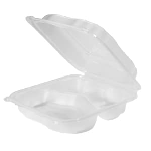 Genpak Clover Clear 9.23” x 9.65” x 2.88" X-Large 3 Compartment Hinged Container
