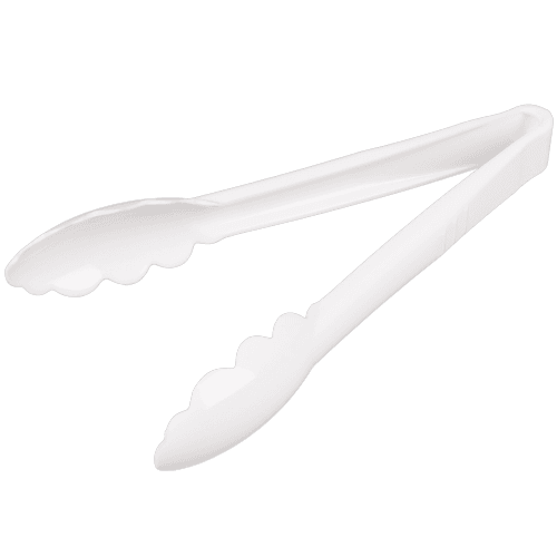 Fineline T9999.WH Platter Pleasers 9" White Scalloped Edge Plastic Utility Tongs