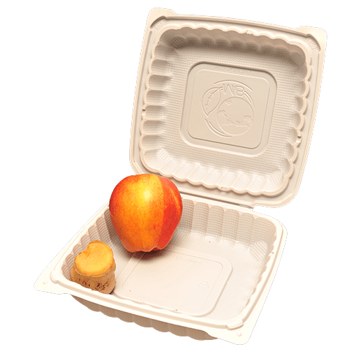 KPS 8" x 8" x 3" Microwavable MFPP White 1-Compartment Hinged Container